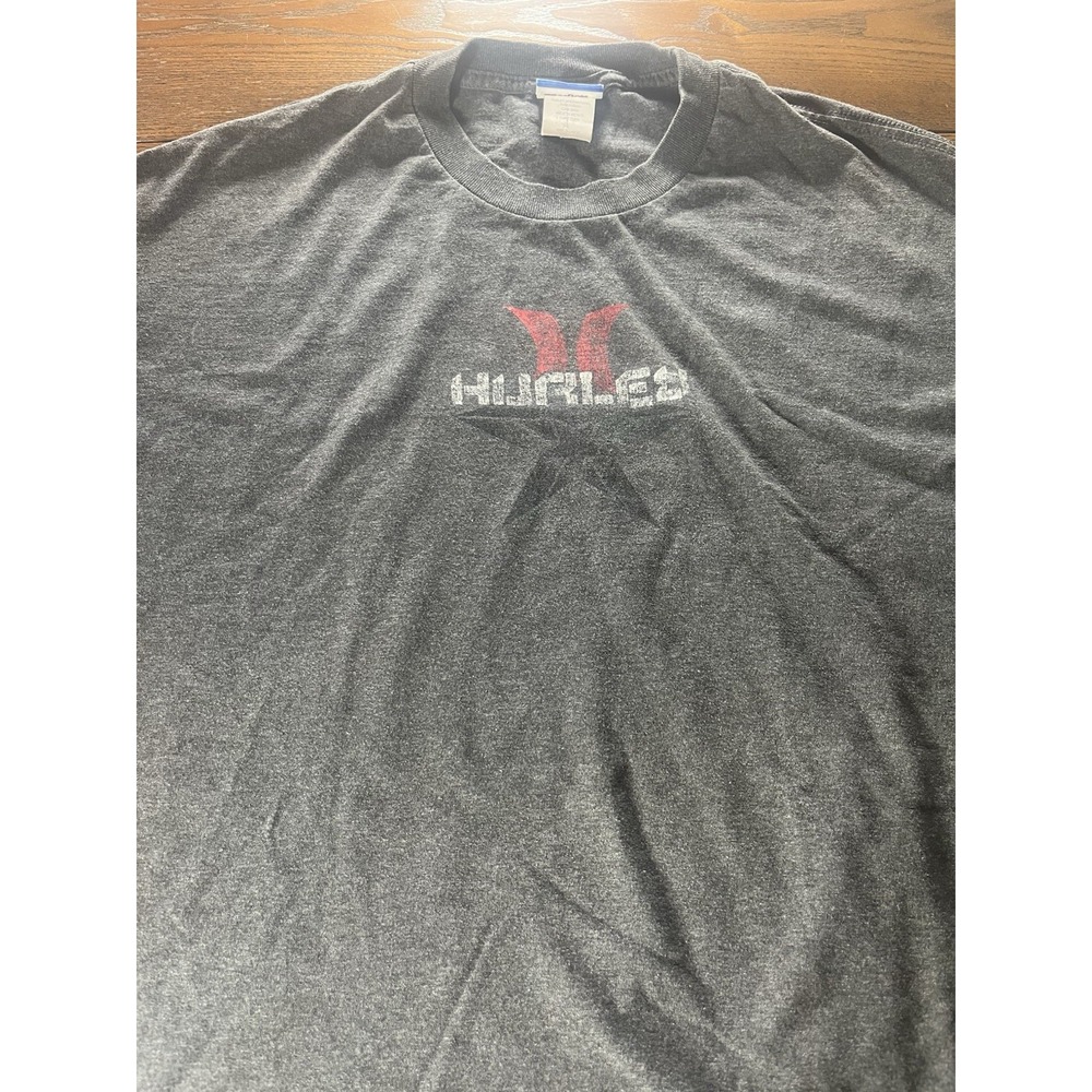 Vintage Y2K Hurley Faded Logo Dark Gray Surf Skate T-Shirt Men's XL